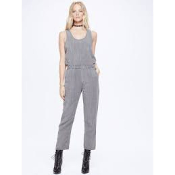 MOTHER Scoop Neck Sleeveless Elastic Waist One Piece Tank Jumpsuit Grey Small - Picture 1 of 13
